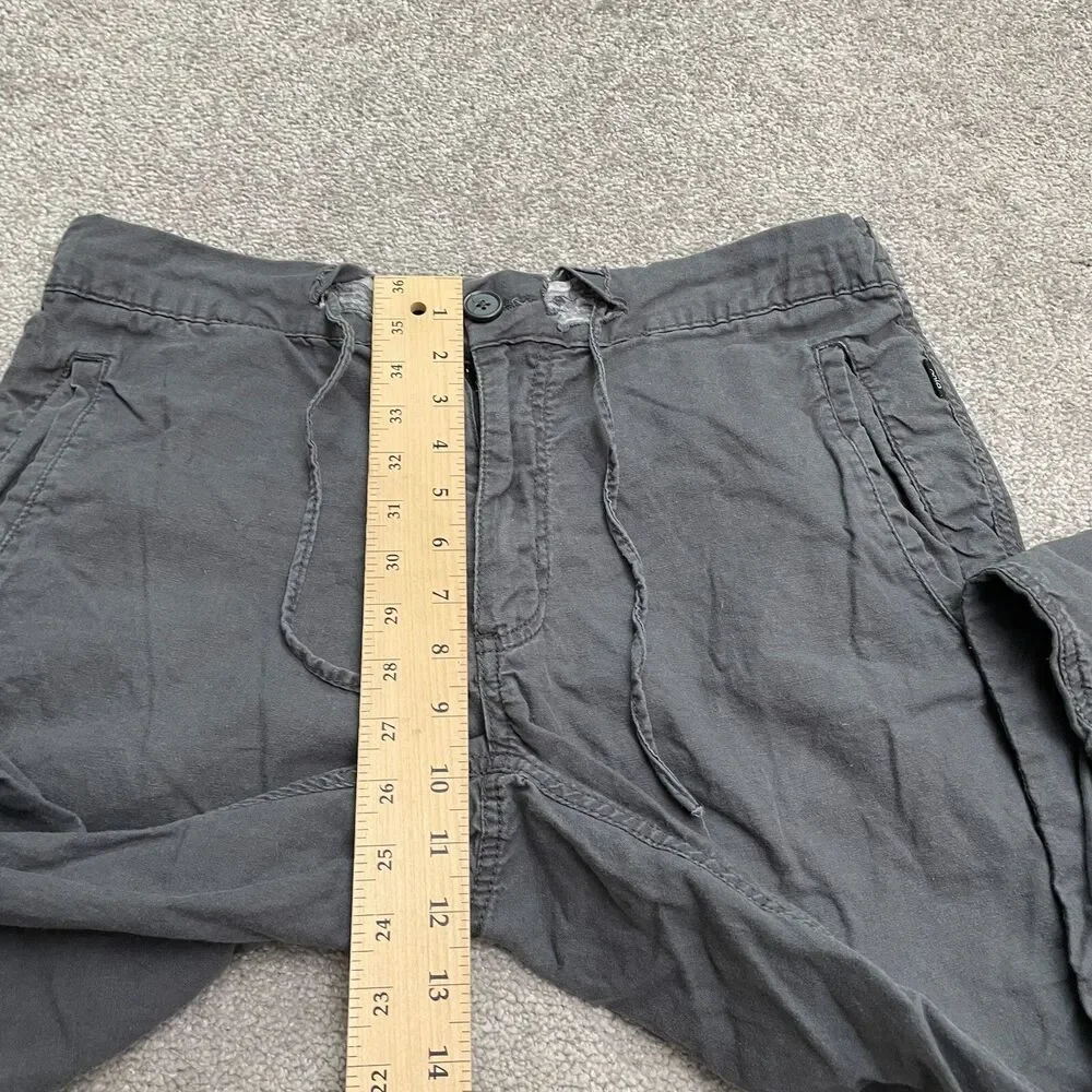 Onia Linen Blend Pants Womens Medium Dark Gray Drawstring Casual Outdoor 34x30.5